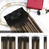 Moresoo Clip in Hair Extensions Human Hair Black Balayage Hair