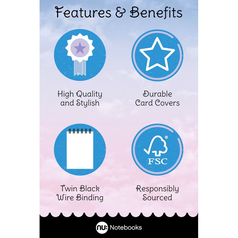 nu: Notebooks - Craze Cloud Range - A7 Blue Notebook