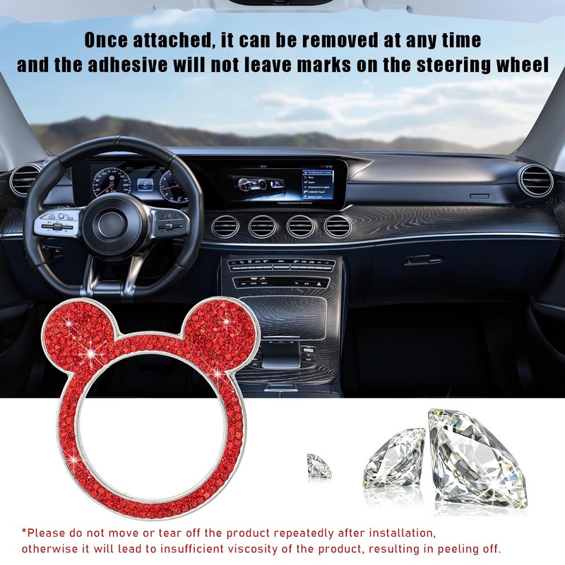 Augeny Bling Car Engine Start Button Cover, Rhinestone Key Ignition