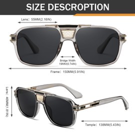 Retro Polarized Square Sunglasses Men Women Vintage Pilot Rectangular Metal Designer Style Shades Eyewear