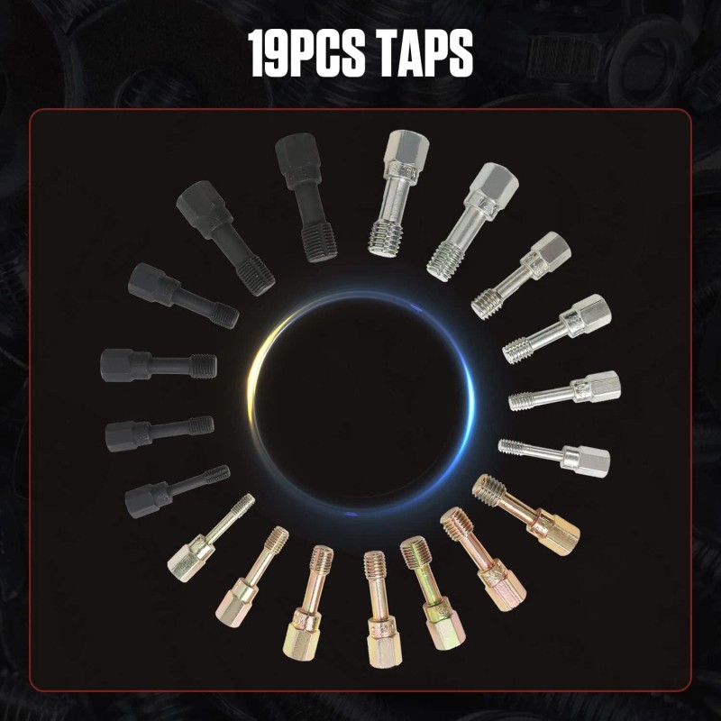 LUTIFIX 42PCS Thread Repair Kit UNC/UNF Metric Thread Chaser Tool