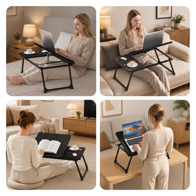 Laptop Bed Desk, 5-Angle Adjustable Bed Laptop Table with Cup