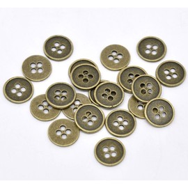 20 Metal Round 4 Hole Antique Bronze Vintage Colour 12mm to 13mm Sewing Buttons