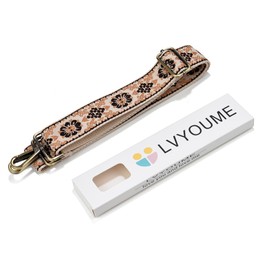 LVYOUME Adjustable Bag Straps Brushed Brass Hardware Retro Jacquard Embroidery Wide Straps for Canvas Crossbody Bags Messenger Bags Shoulder Bags