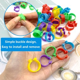 Foot Rings for Poultry, Pack of 100 Poultry Foot Rings in 10 Colours, Practical Marking for Chickens, 18 mm Pigeons and More, Easy to Install and Reusable Poultry Foot Rings Chicken Leg Rings