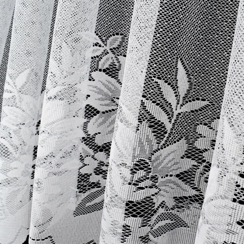 Molaxhome White Short Lace Cafe Valance Beautiful Semi Sheer Window