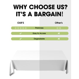 Pureegg Plastic Table Cloth Disposable 4 Pack, 54 x 108 Inch Table Cloths for Parties, Decorative Tablecloths for Rectangle Tables, White Plastic Table Cover, Leakproof & Sturdy, White