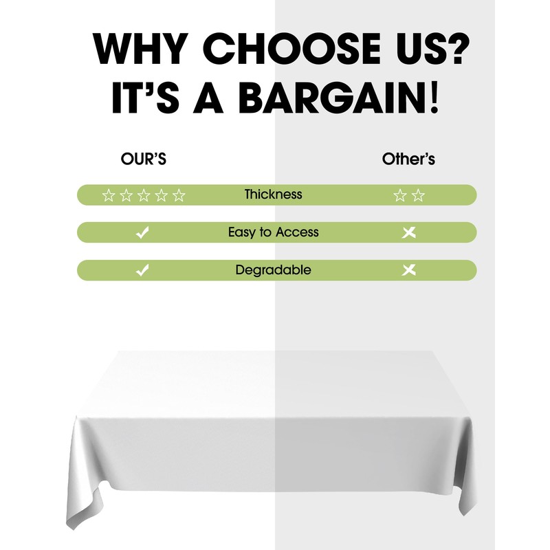Pureegg Plastic Table Cloth Disposable 4 Pack, 54 x 108