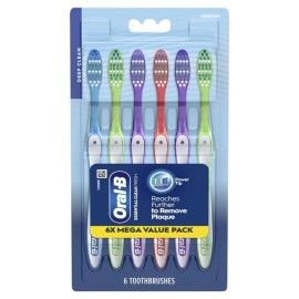 Oral-B (2 pack) Oral-B Essential Clean Toothbrush, Medium, Gentle On Gums & Teeth, 6 Co