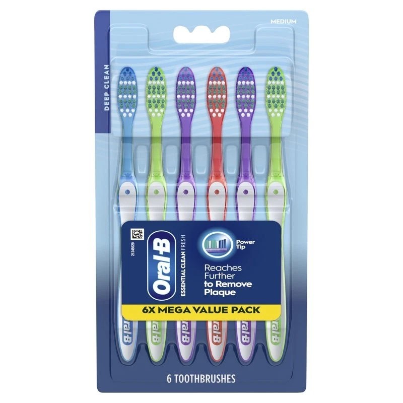 Oral-B (2 pack) Oral-B Essential Clean Toothbrush, Medium, Gentle On