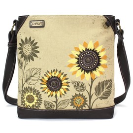 CHALA Canvas Crossbody Women Mid-Size Crossbody Shoulder Purse with Adjustable Strap - Sunflower - sand
