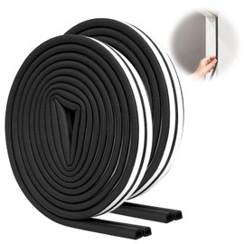 SUNMON Weather Stripping Door Seal, D-Type Strip Weather Stripping Seal Strip for Doors/Windows, Soundproofing Weatherstrip Gap Collision Avoidance 33 Feet (Black）