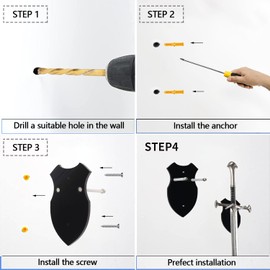 Sword Display Rack Wall-mounted Sword Storage Rack Sword Hook Wall Hook Weapon Display Mount for Anime Sword Viking Axe Sword Vertical Display and Decoration Sword Holder (Black 1pc)