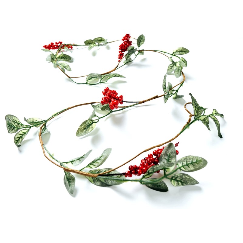CraftMore Holiday Mini Leaf Garland with Berries