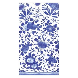 Caspari Delft Paper Guest Towel Napkins in Blue, Two Packs of 15