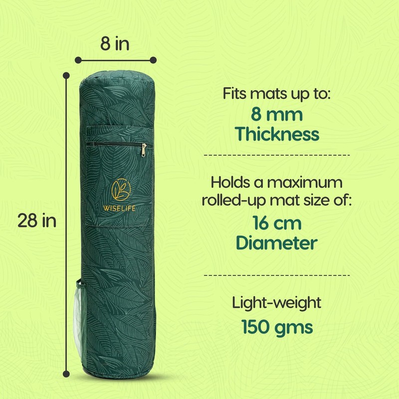 Classic Yoga Mat Bag Adjustable Shoulder Carry (Green)