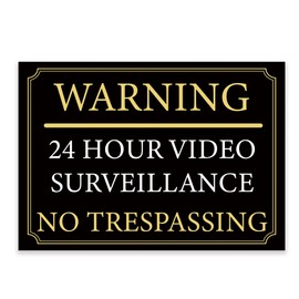 Black And Gold ‘WARNING' '24 HOUR VIDEO SURVEILLANCE’ Warning Sign. Tough, Durable and Rust-Proof Weatherproof PVC Sign for Outdoor Use. (A4 297mm x 210mm)