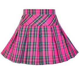 Sunny Fashion Girls Dress V Neck Pleated Hem School Uniform Size 110-158, pink