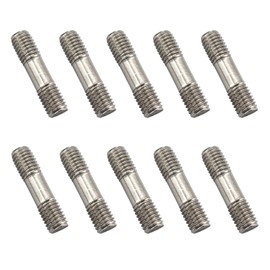 10Pcs M10x50 Stainless Steel Double End Threaded Rod, Double-End Threaded Stud Screw Bolt