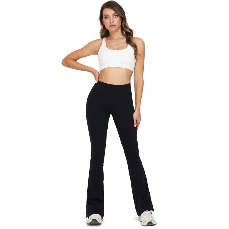 Challengym Womens Flare Leggings with Slit Hem High Waist Bootcut