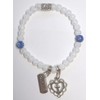 Stretchy Faith Based Clear Crackle Beaded Bracelet with Cross Charm