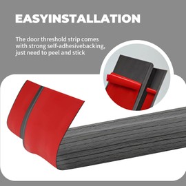 Floor Transition Strip Door Thresholds Ramp 72 inch, Threshold 1/2'' ~ 3/5'', Threshold Ramps for Doorways, Vinyl Transition Strip for Door Floor (Dark Gray Wood Grain)