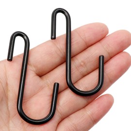 10 Pack Heavy Duty S Hooks Black S Shaped Hooks Hanging Hangers Hooks for Kitchen, Bathroom, Bedroom and Office: Pan, Pot, Coat, Bag, Plants(10 Pack/Black/Small)
