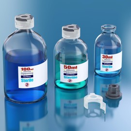 Sterile Glass Vials with Locking Cap and Butyl Rubber Self Healing Injection Port,Buckle Cover Sample Vials Individually Sterilized Package by ZHANXUBIO (10,30ml)