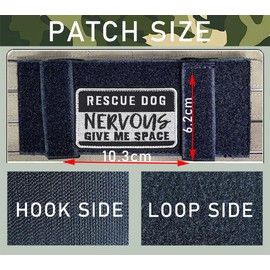 Pack of 2 Rescue Dog Nervous Give Me Space Patch Tactical Service Dog Emblem Patch Embroidered Hook and Loop on Embroidery Decorative Appliques Medium and Large Dogs