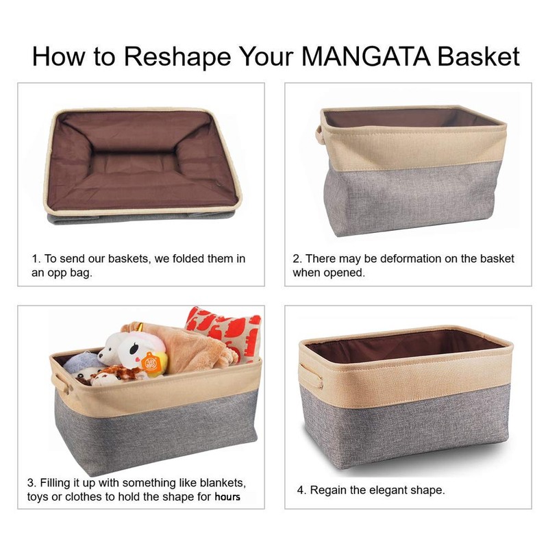 Mangata Fabric Storage Basket, Canvas Cube Storage Boxes 25x25x25cm for