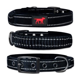 Heavy Duty Dog Collar With Handle | Ballistic Nylon Heavy Duty Collar | Padded Reflective Dog Collar With Adjustable Stainless Steel Hardware | Convenient Sizing for All Breeds