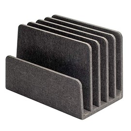 MobileVision Organizador ejecutivo de carpetas de archivos de escritorio gris oscuro y bandeja de papel, 5 divisores de ranura