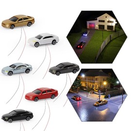 EC200 12PCS 1:200 Z Scale Model LED Lighted Car with 12V Front and Rear Lights Layout