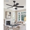 ZMISHIBO 44" Ceiling Fans with Lights, Black Modern Ceiling Fan