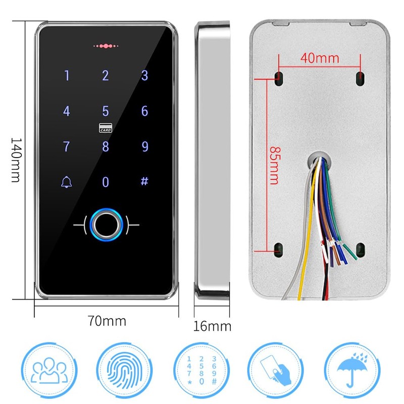 KurDunly RFID Biometric Fingerprint Access Control Keypad, Waterproof Touch Controller