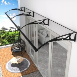 Awning for Door Entrance,Window Door Awnings Exterior,Window Awnings Exterior with Polycarbonate Board Aluminum Bracket for Porch Patio Deck,Protect Against Light, Rain and Snow