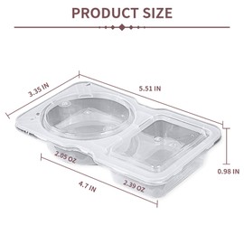 COMFUGOG 20pcs Double Compartment Condiment Container with Lids, Mini Plastic Snack Containers,BPA Free,Microwave Safe,Leakproof Food Storage, To Go Food Containers,Take Out Sauce Container