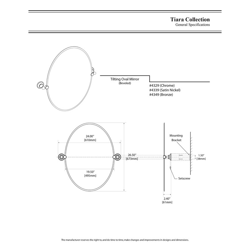 Gatco 4329 Tiara Oval Wall Mirror, Chrome,Small