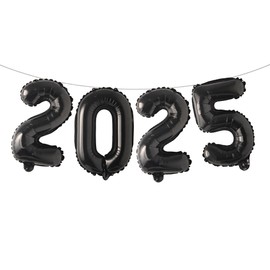 2025 Number Balloons 16 Inch Foil Balloons for New Year Party Anniversary Party Graduation Home Office Decoration (2025 Black)