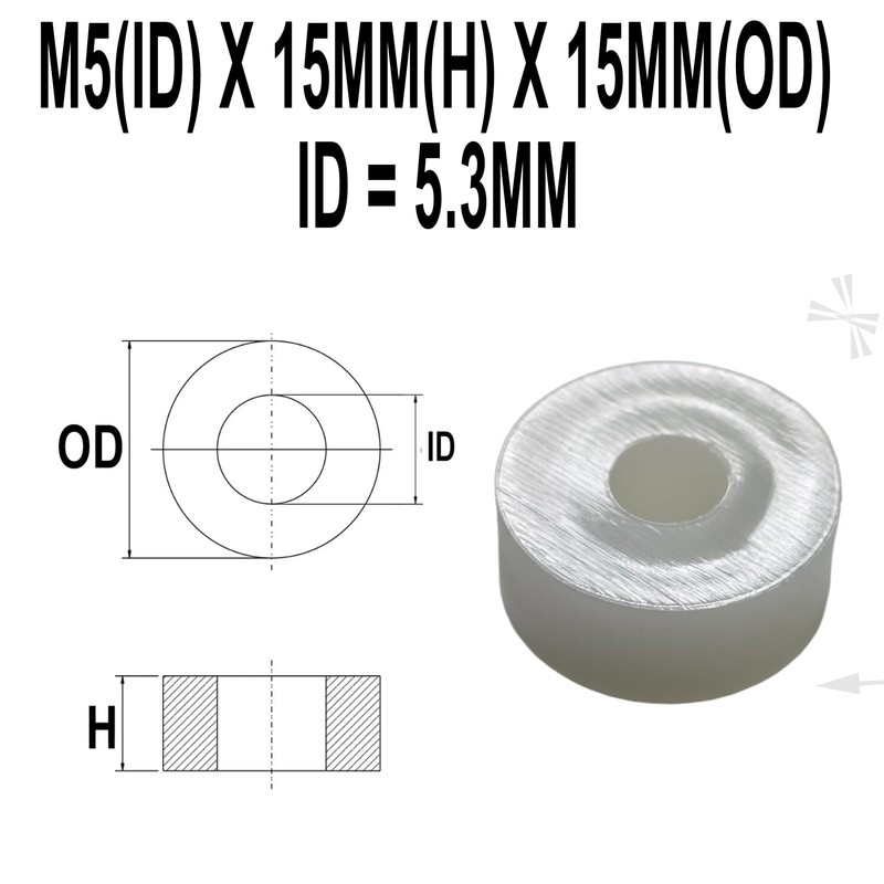 M5 Wide White Nylon Spacers Insulating Washers for M5 M6