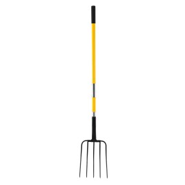 Garden Fork,5-Tine Gardening Pitchfork with Fiberglass Handle,57in Heavy Duty Digging Fork with Y Grip,Forged Steel Spading Forkcolor: Black