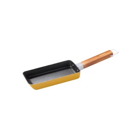 CB Japan Egg Bread 3.1 x 7.1 inches (8 x 18 cm), Mustard, For Direct Fire, Inner Surface Fluorine Coating (Natural Wood, Handle) Can Be Made with 1 Egg, Little Egg Bread Copan
