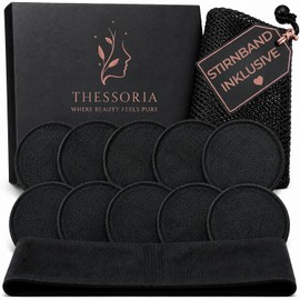 Washable make-up removal pads, complete make-up removal set | 10 Pads | Headband | Wash Bag | Gift Box | Double Sided