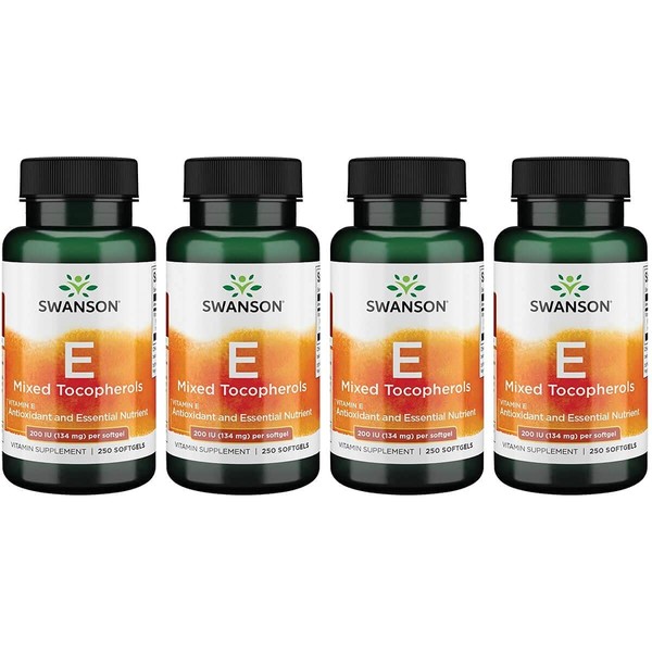 Swanson Vitamin E Mixed Tocopherols 200 Iu (134 Milligrams) 250 Sgels (4 Pack)