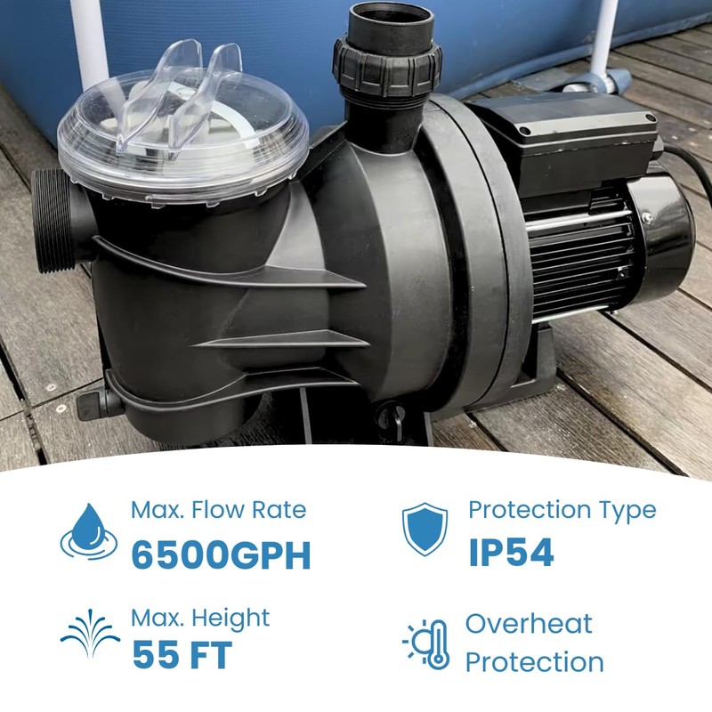 FOTING In/Above Ground Pool Pump, Self Primming (Single Speed, 1.5HP,