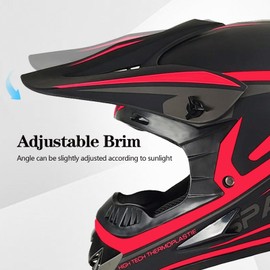 Youth Kids Motocross Helmet, Adult ATV Dirt Bike Helmet, Off-Road BMX 7-Wheeler Full Face Motorcycle Helmet W/Goggles Gloves & Mask, DOT Approved, Red, M