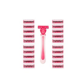 21-Piece Women’s Shaving System | Triple Blade Razor for Sensitive Skin with 20 Refill Cartridges – Smooth & Silky Shave for Legs