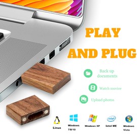 Wood USB Flash Drives 4GB, TATMOHIK USB 2.0 Walnut Wooden USB Thumb Drives 10 Pack Wood USB Drive Memory Stick Pen Drive Bulk(10 Pack-Walnut)