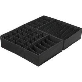 SimpleHouseware Closet Underwear Organizer Drawer Divider 4 Set, Black