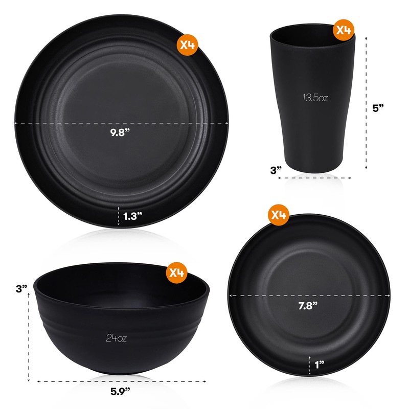 Wheat Straw Dinnerware Sets | Unbreakable Dinnerware Sets | Dishwasher